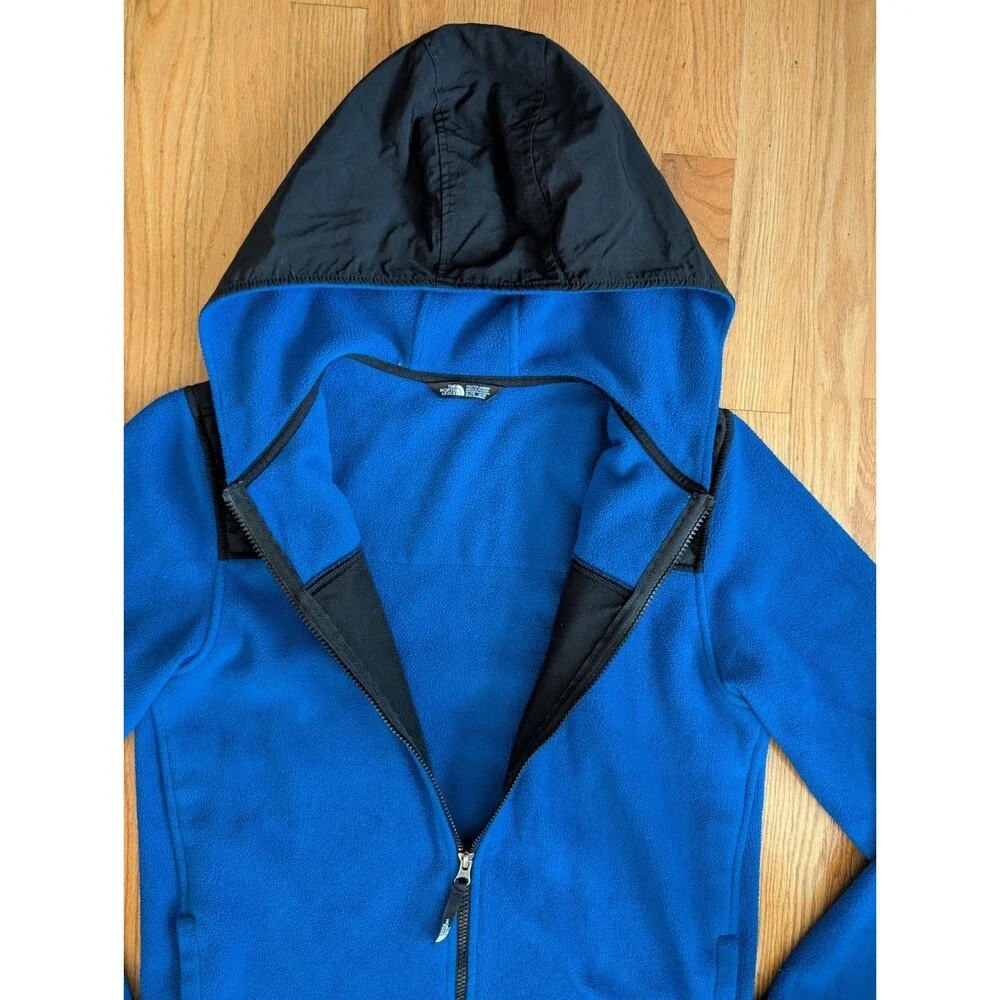 The North Face Youth Full Zip Fleece Jacket Youth XL 18-16 Blue Hooded Pockets